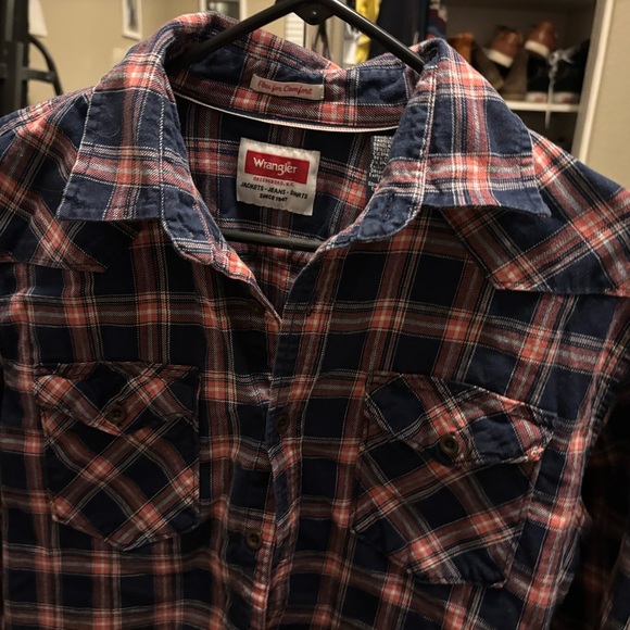 Wrangler Western Flannel Shirt Mens Medium Plaid Flex for Comfort Workwear NWOT - Picture 9 of 16